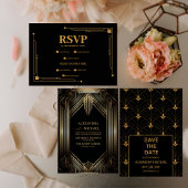 Elegant Black and Gold Art Deco Wedding Bedankdoosjes