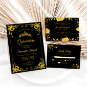 Modern Gouden Zwart Minimalistisch Tafelnummer