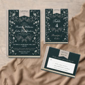 Elegant Zwart Tan QR Code Bruiloft Kaart Invoegen (Personaliseer de collectie van deze zelfstandige maker.)