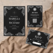 Modern Deco | Elegant Black and White Wedding Gastenboek (Personaliseer de collectie van deze zelfstandige maker.)