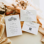 Elegante schuur ceremonie en receptie bruiloft kaart