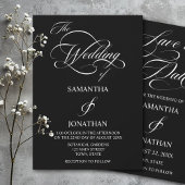 Elegant Black and White Calligraphy Wedding Kaart