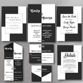 Elegant minimalistisch modern huwelijk wit en goud folie uitnodiging