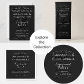 Black and White Elegant Script Engagement Party Ronde Sticker