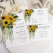 Modern Black Sunflower Wedding Sparkling Wijnetiket
