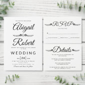 Elegante zwart-wit bloem bruids bingokaart informatiekaartje (Personaliseer de collectie van deze zelfstandige maker.)