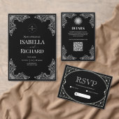 Moderne minimalistische zwarte en witte bruiloft kaart (Personaliseer de collectie van deze zelfstandige maker.)