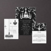 Zwart met witte damast kant Oudhollandse trouw Kaart (Personaliseer de collectie van deze zelfstandige maker.)