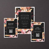 Elegante zwarte Boho Chic Bloemen Huwelijk Acryl Uitnodigingen (Personaliseer de collectie van deze zelfstandige maker.)