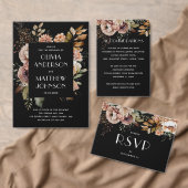 Herfst mosterd geel bloemenbruiloft QR code detail Kaart (Personaliseer de collectie van deze zelfstandige maker.)