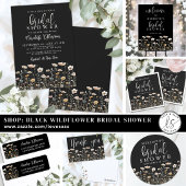 Zwarte Bruidsfeest Wildflower Ronde Sticker