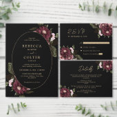 Elegant zwart bordeaux bloemenbruiloft bedankdoosjes (Personaliseer de collectie van deze zelfstandige maker.)