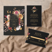 Elegante zwarte Herfst bloementerracotta boho brui Menu (Personaliseer de collectie van deze zelfstandige maker.)