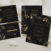 Budget Zwart Goud Donkere Bloemen Save the Date