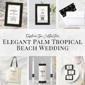 Elegant Tropisch Goud Palm Boom Script Bruiloft Plaatskaartje