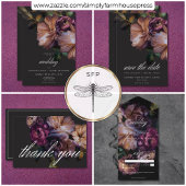 Elegant Zwart Moody Bloemen Bruiloft Save The Date