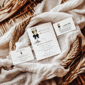 Elegant Black Pearl Champagne Bridal Shower Kaart