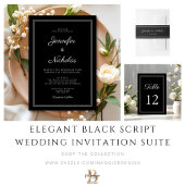 1Elegant  Black And White Script Wedding Vierkante Sticker
