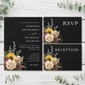 Elegante zwarte zonnebloemen bruiloft gastenboek (Personaliseer de collectie van deze zelfstandige maker.)