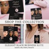 Elegant Black 3 Photo Square Makeup Business  Tote Bag