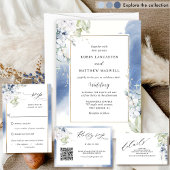 Elegant White en Blue Floral Wedding Table Number