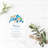 Elegant Blue & Peach Floral Weddenschap Label
