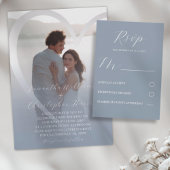 Modern Dusty Blue Heart & Photo Wedding Dank u Cadeaulabel