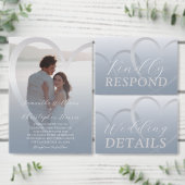Moderne Faux Zilver & Stoffig Blauw Bruiloft RSVP Kaartje (Personaliseer de collectie van deze zelfstandige maker.)