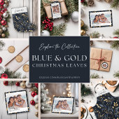Modern blauw en goud kerstblad grote kerstsok