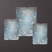 Elegante blauwe kristal druppels bruiloft informatiekaartje (Personaliseer de collectie van deze zelfstandige maker.)