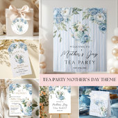 Elegant Blue Floral Tea Party Thank You  Ronde Sticker