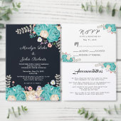 Elegant Blue Flowers Waterverf Weddenschap Harteli Vierkante Sticker (Personaliseer de collectie van deze zelfstandige maker.)