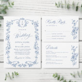 Victoriaans  Grace Floral Blue Save the Date Briefkaart (Personaliseer de collectie van deze zelfstandige maker.)