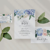 Elegant Blue Hydrangea Baby shower Diaper Raffle Reclamebord Met Voetstuk