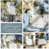 Rustieke Elegante Blauwe Hydrangea Ivoor Roos Wedd RSVP Kaartje