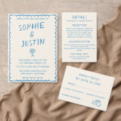 Elegante Blauwe Script Typografie Trouwen Bedankkaart (Personaliseer de collectie van deze zelfstandige maker.)