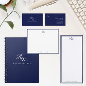 Elegant Blauw Monogram Notitieboek