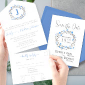 Elegante Paarse Pioen Bloemige Trouw  Drieluik Uitnodiging