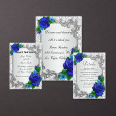 Elegante Blauwe Rozen Bruiloft Veiligheid Reclamebord Met Voetstuk (Personaliseer de collectie van deze zelfstandige maker.)