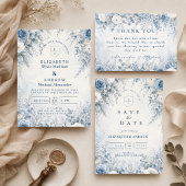 Elegante Blauwe Winterhuwelijk Save The Date