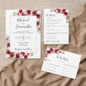 Elegante Blush en Red Rose bruiloft Ronde Sticker (Personaliseer de collectie van deze zelfstandige maker.)