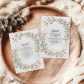 Elegante Blush Bloemen Baby in Bloom Diapper Raffl Informatiekaartje