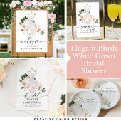 Elegante Roze Bloemige Bruiloftsdouche Sangria Bar Poster