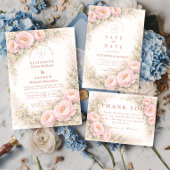Elegante Bruidsroos Tuin Bruiloft Save The Date