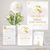 Grey Celestial Over the Moon en Stars Baby shower Papieren Bordje
