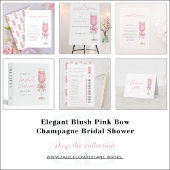 Elegant Pink Bow Champagne Shower Thank You Card Bedankkaart