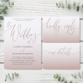 Elegante roze gouden verloop Huwelijk Kaart (Personaliseer de collectie van deze zelfstandige maker.)