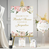 Elegant roze Floral Custom Gold Vrijgezellenfeest Sparkling Wijnetiket