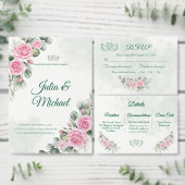 Elegante Zwaan & Blush Roze Trouwmenu - 2-zijdig 5 Menu (Personaliseer de collectie van deze zelfstandige maker.)