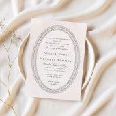 Elegante Blush & Zwart Waterverf Kant Bruiloft RSV Uitnodiging Briefkaart
